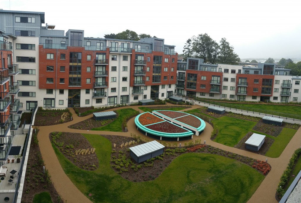 shows balconies, railings and curved louvres fitted by Edwards Engineering